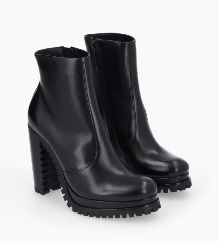 Heeled zipped boot - Lery 7 - Smooth leather - Black